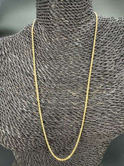10k Yellow Gold Diamond-Cut Solid Rope Link Chain 1.9mm Necklace 16"