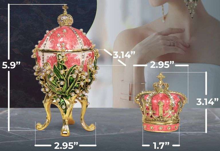 Pink Lilies of the Valley Easter Egg Replica – Extra Large with Crown