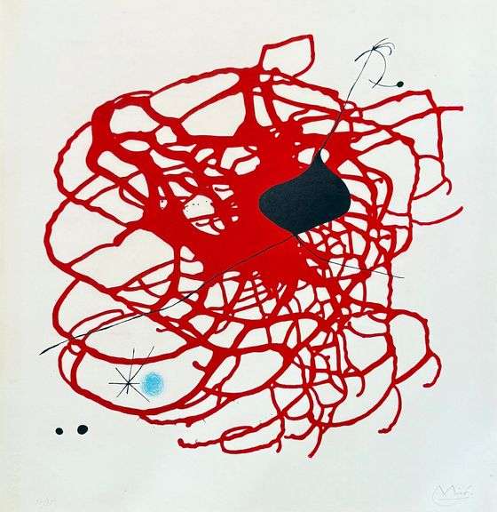 Highly Collectible and Rare Joan Miro Hand-Signed Color Lithograph