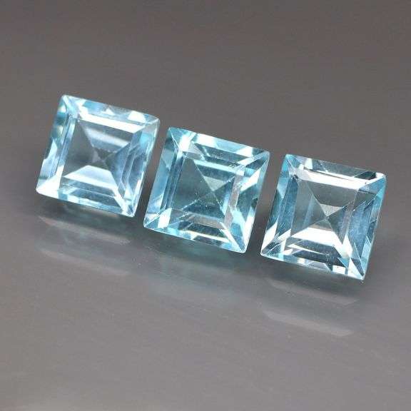 Matched! 3 piece 7.35ct full fire Swiss blue Topaz set!