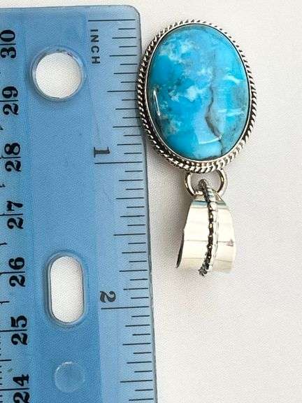 925 Native American Oval Shape Turquoise Pendant