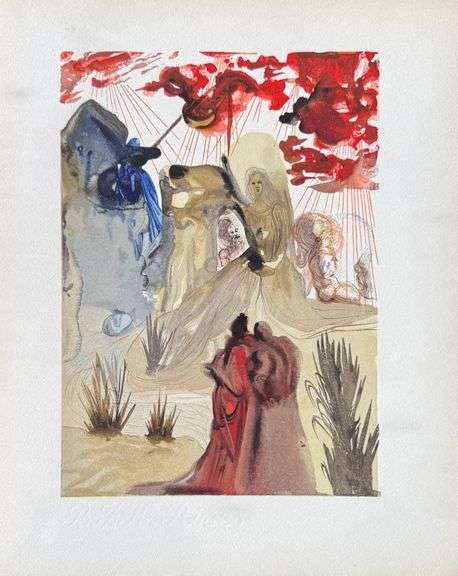 Highly Collectible Salvador Dali Original Color Engraving from The Divine Comedy