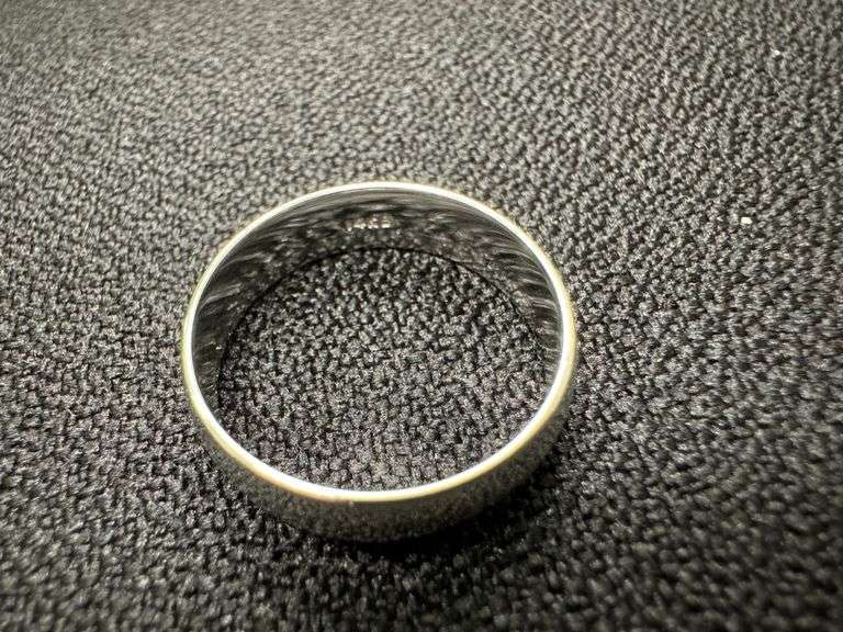 14k White Solid Gold 6mm Domed Plain Men's Women's Wedding Band Size 9