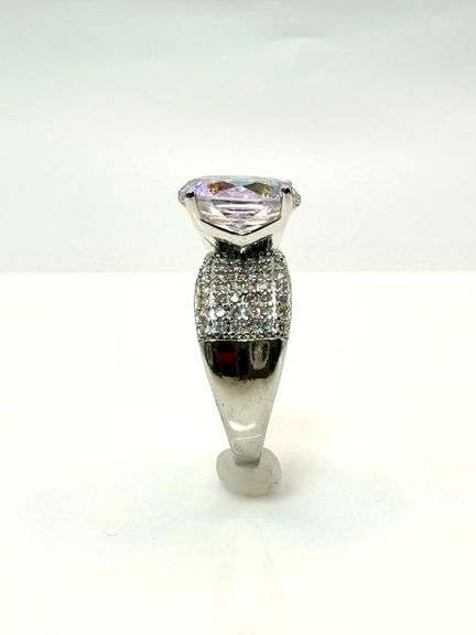 Stunning 14 kt. White Gold Plate 5 Ct Rose Cut Azotic Topaz Ring