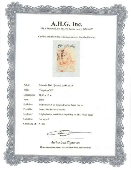 Collectible Original Color Engraving by Salvador Dali from The Divine Comedy