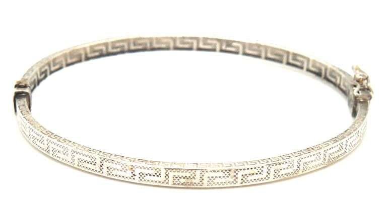 Greek key bangle bracelet in 925 sterling silver