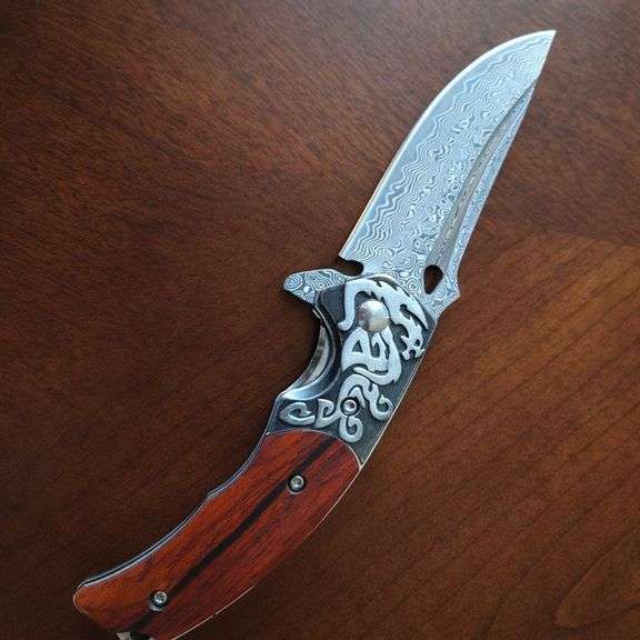 Damascus Steel Folding Pocket Knife