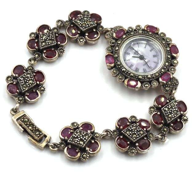 925 Sterling silver and ruby ladies watch
