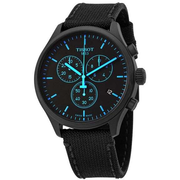 Tissot Chrono XL Swiss Quartz Chronograph Men’s Watch – Black Dial & Nylon Strap (45mm)