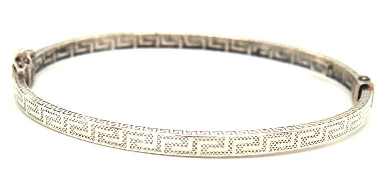 Greek key bangle bracelet in 925 sterling silver