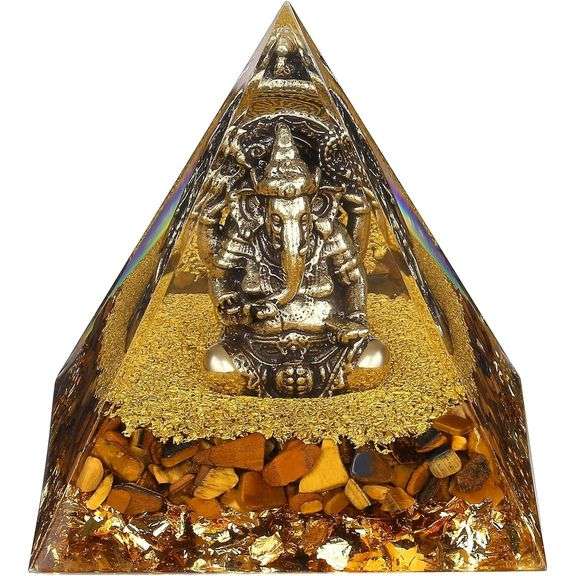 Ganesha Organite with Tiger Eye Pyramid Crystal