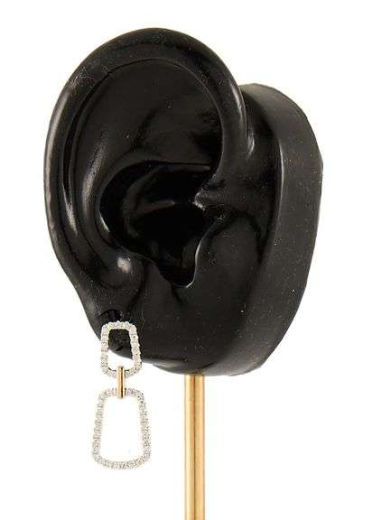 New 0.58ctw Diamond Open Geometric Two Tone Drop Earrings in 14K