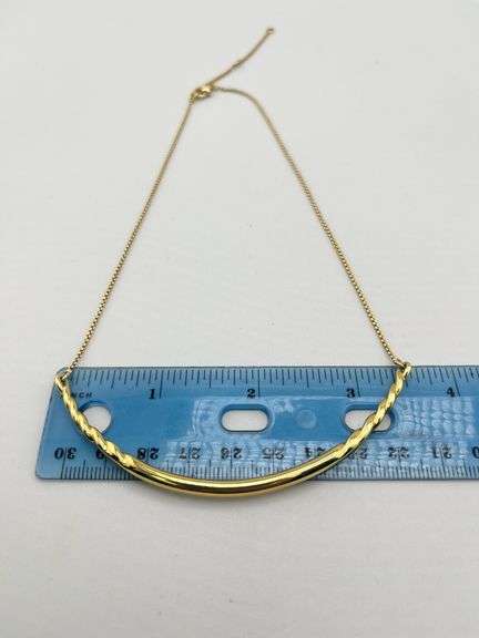 David Yurman 18KT Yellow Gold Curved Bar Necklace