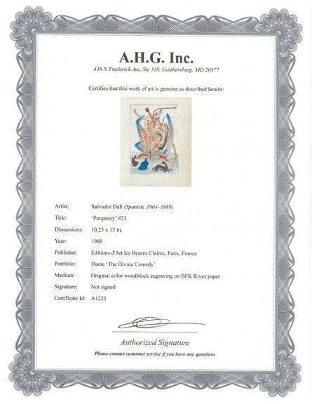 Rare Salvador Dali Original Engraving from The Divine Comedy, Purgatory