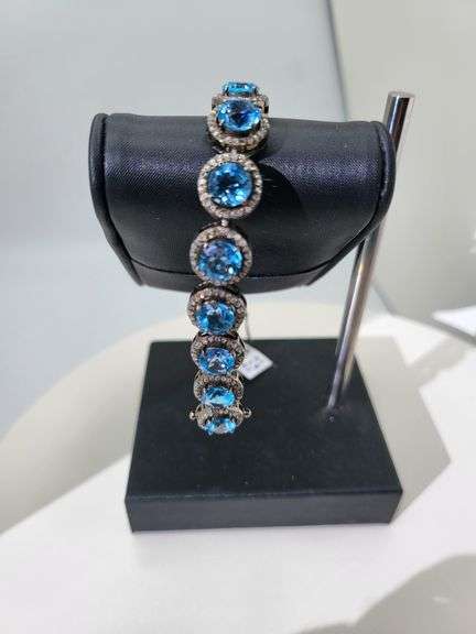 Topaz Bracelet in Dark Silver with Diamond accents