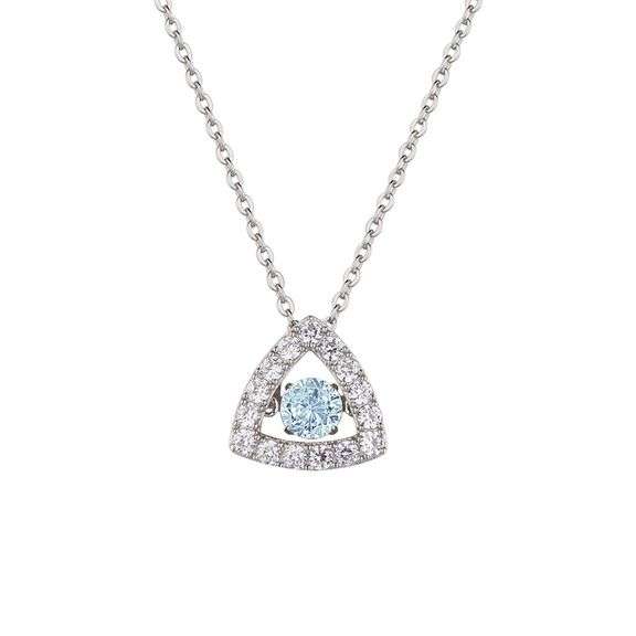 Beautiful center dancing Natural Blue topaz with side moissanite stone pendant
