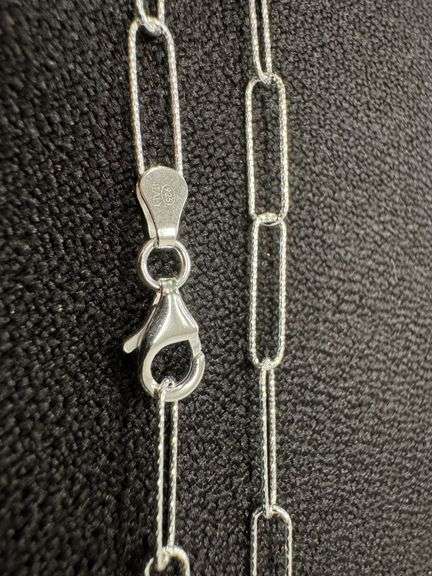 Sterling Silver Adjustable Paperclip Diamond-Cut Chain 4mm Solid 925 Italy Necklace 22"