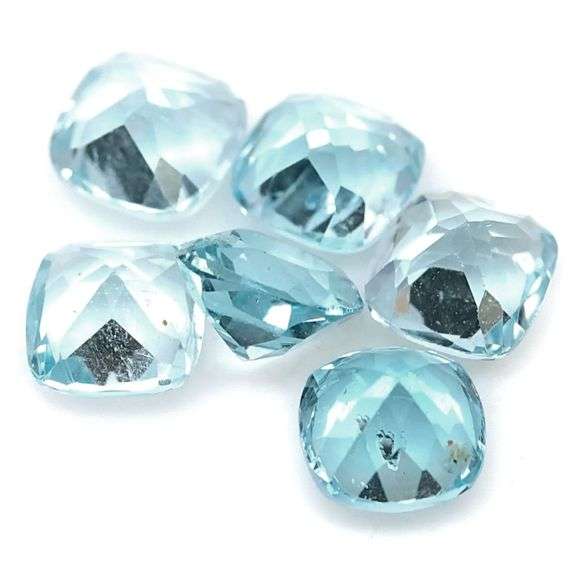 Matched! 6 piece 11.88ct full fire sky blue Topaz set