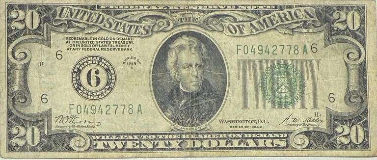 $20 1928 A Atlanta Numerical Series FRN