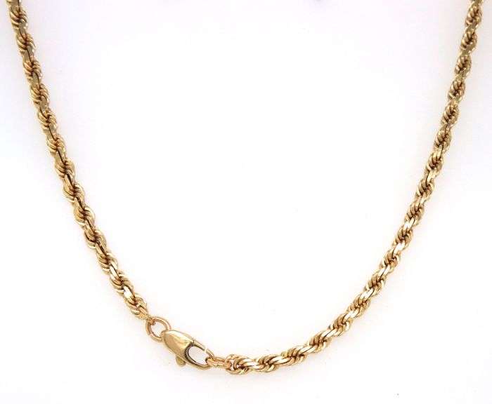 Heavy, Durable 14K YG Diamond Cut Rope Necklace