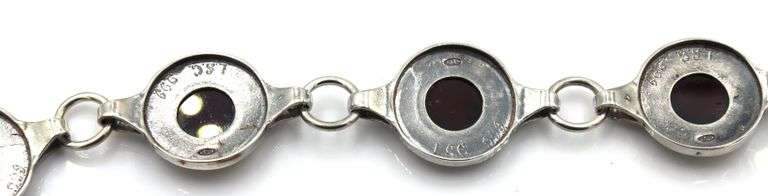 925 Sterling silver Garnet Cab 2 tone bracelet