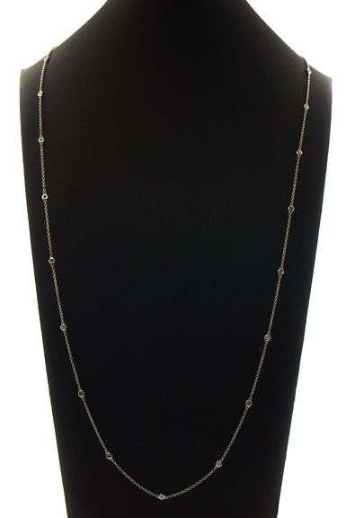 1.30ctw Round Diamond by the Yard Station Necklace in 14K