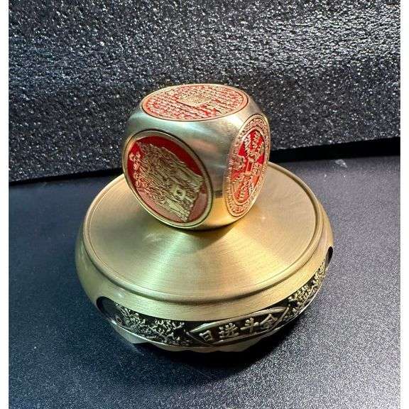 Brass Feng Shui God of Wealth Spinner with Kirin Base