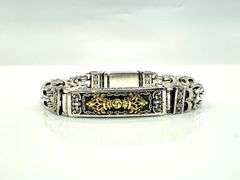 50 Gram14 Kt. White Gold Plate Byzantine Bracelet