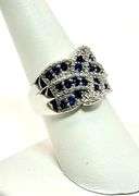 Stunning 14 Kt White Gold Plate 7 Cttw Simulated Midnight Blue Sapphire Ring.