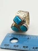 925 Sterling Silver DRT Jay King Geometric Theme Turquoise Ring