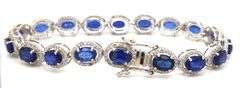 Darling 13.10CTW Oval Faceted Kyanite & Diamond Bracelet in 14K White Gold Over Sterling Silver
