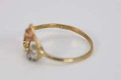 10k Yellow Gold Filigree White CZ Rose Brushed Ring Promise Purity Band Size 6.5