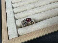 Sterling Silver Gemstone Natural Garnet Ring Size 10