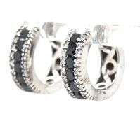 14kt White gold 1ctw black and white diamond hoop earrings