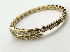 18KT Yellow Gold Hand Craftef Full Diamond Coiling Design Bangle