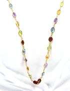 18kt Yellow gold multi stone bezel set necklace