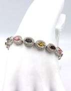 Darling 7.4CTW Oval Marquise-Cut Multi-Color Tourmaline Gemstone & Diamond Bracelet in 14K White Gol