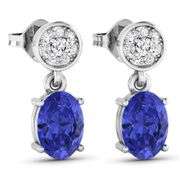 14KT White Gold 1.24ctw Tanzanite and Diamond Earrings