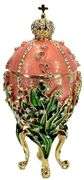 5.5" Russian Fabergé-Style Easter Egg Trinket Box – Lilies of the Valley, Handmade & Gold Plated