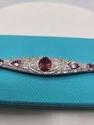 Pink Tourmaline Bracelet diamond studded Sterling Silver