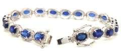 Darling 13.10CTW Oval Faceted Kyanite & Diamond Bracelet in 14K White Gold Over Sterling Silver