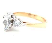 14kt Yellow gold 0.81ct marquise and 0.30ctw princess cut 3 stone diamond engagement ring