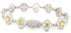 925 Sterling silver flower link cubic zirconia bracelet