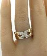 14kt Yellow gold 0.30ctw pave diamond X ring