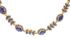 Fabulous 8.00CTW Oval Faceted Kyanite & 3.50CTW Diamond Necklace in14K Yellow Gold Over Sterling Sil