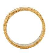 Satin Textured Braided Style Two Tone Band Ring in 18K