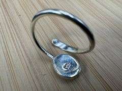 Sterling Silver 925 Titanium Coated Druzy Agate Crystal Stone Ring Adjustable Spoon Band