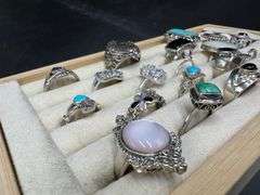 .925 Sterling Silver Curated 20 Ring Lot Various Sizes & Styles