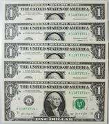 (5) Superb $1 2021 Star Replacement Notes Dallas-Consecutive!