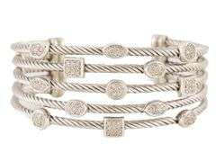 David Yurman 0.83ctw Pave Diamond Five Row Confetti Cuff Bracelet in Sterling